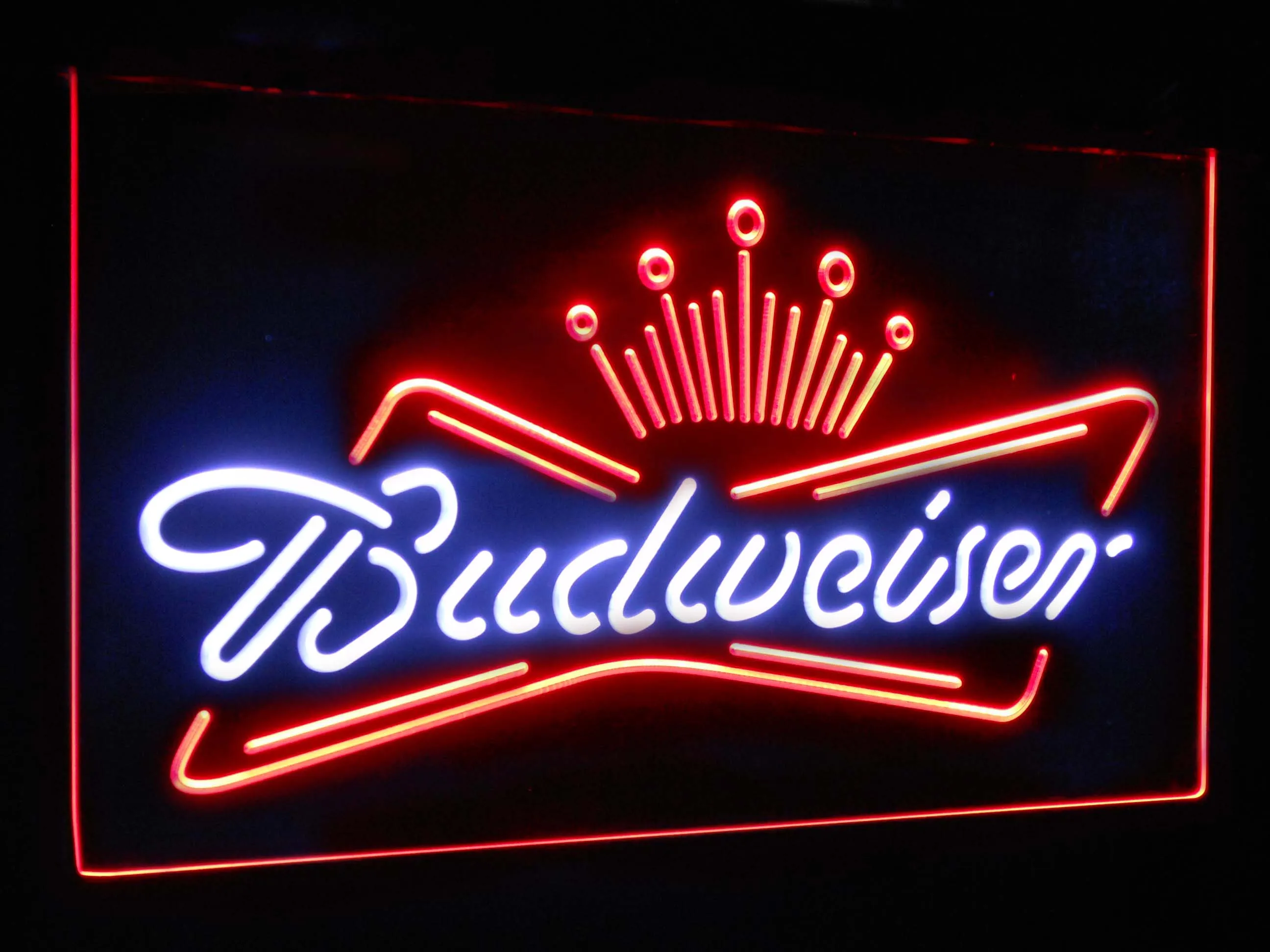 Budweiser King пивной бар украшения подарок двойной Цвет светодиодная неоновая вывеска для организаций и магазинов st6-a2005 - Цвет: White and Red