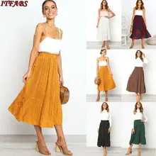 Для женщин эластичные плиссированные юбки высокая талия цветочный Dot Bodycon сезон: весна-лето Юбки карандаши