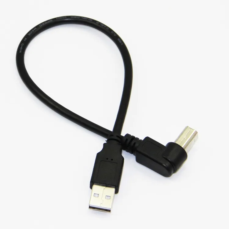 Bochara 90 градусов USB 2,0 кабель для принтера тип A папа-Тип B Папа из фольги+ Плетеный экранированный 30 см 50 см 1 м 1,5 м 1,8 м 3 м 5 м