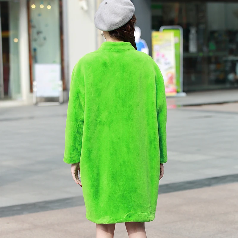 6xl Hiver Blue Manteau Green Fourrure Bat Faux Manches 2018 black Flash Noir Fausse 7xl Élégant La Taille Femmes gray green Vison Plus Nerazzurri Veste Ourwear Lâche De Zipper grass UBqOCYwY