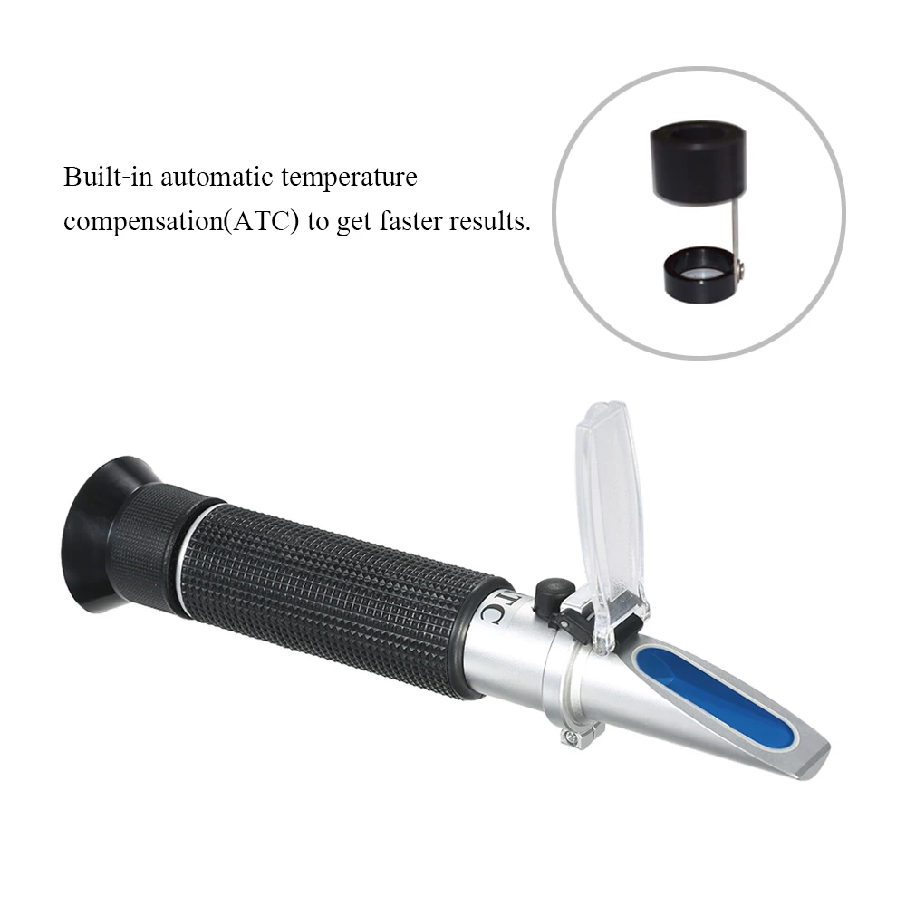 

B Portable alcohol tester Handheld ATC Alcohol Refractometer Liquor Volume Percent Tester with 0-80% Measuring Range