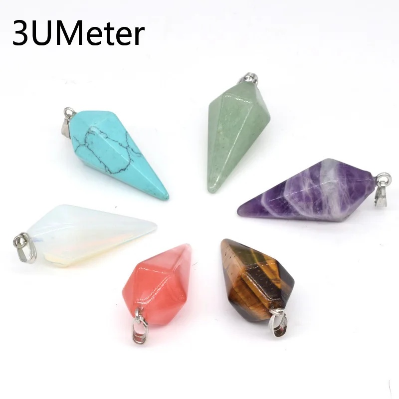 

3UMeter 2019 New Natural Crystal pendant hexagonal column none mobile pendant necklace natural stone cut hexagonal column gift