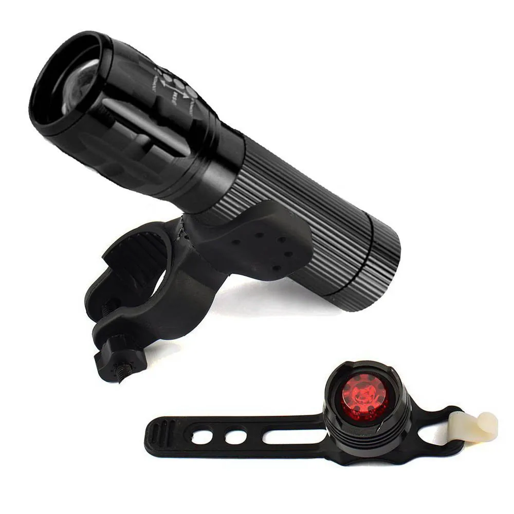 Cheap Fits great on most bikes 3 modes of light  LED Bike Headlight+Front Mount Bracket+ Rear Bike Light 3.0# 5