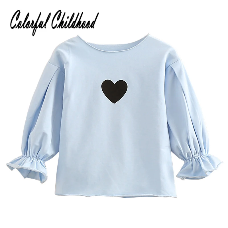 

Adorable heart printing girls blouse cotton long sleeve kids shirt toddler tops children outwear 2-10Yrs