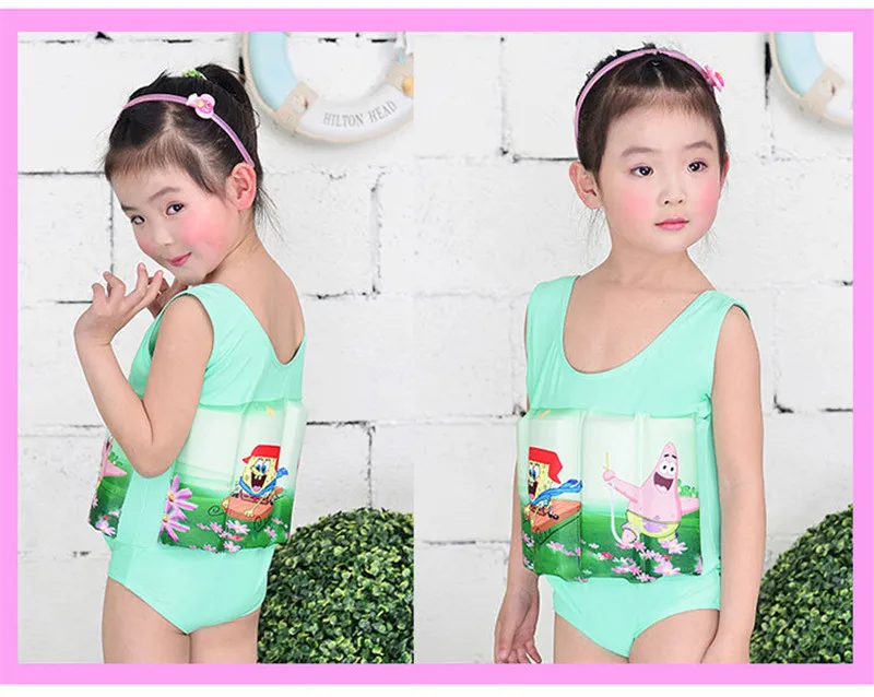 2017 Brand New Quick-drying Kids Buoyant Swimsuit Baby Boy& Baby Girls Siamese Floating Body Swimsuit Removable Float Swimwear26