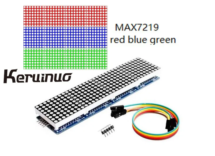 

MAX7219 red blue green MAX7219 dot matrix module microcontroller module 4 in one display 5P Line
