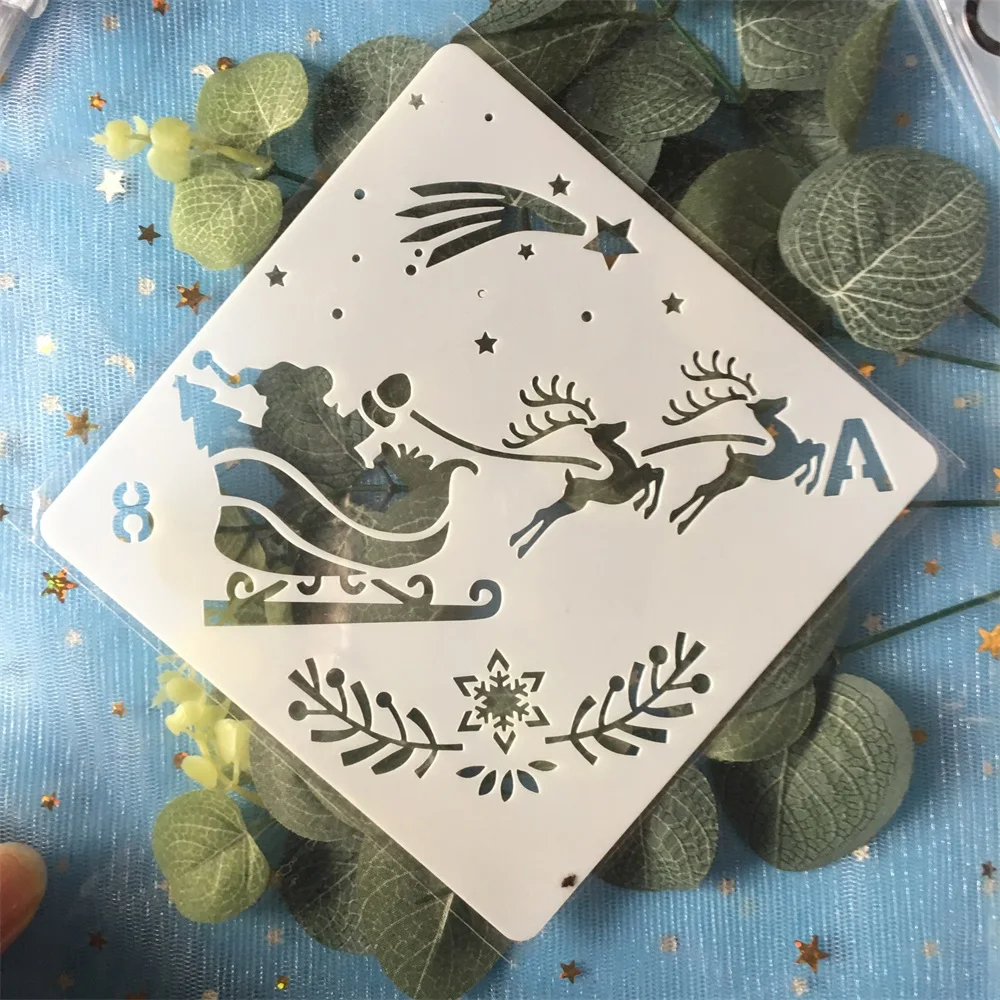 New 13cm Santa Clause Elk Christmas DIY Craft Layering Stencils Wall Paint Scrapbook Stamp Embossing Album Decorative Template | Дом и сад