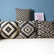 Черный геометрический домашний декор подушка из льняного полотна Подушка диванные подушки декоративная подушка 45x45 см