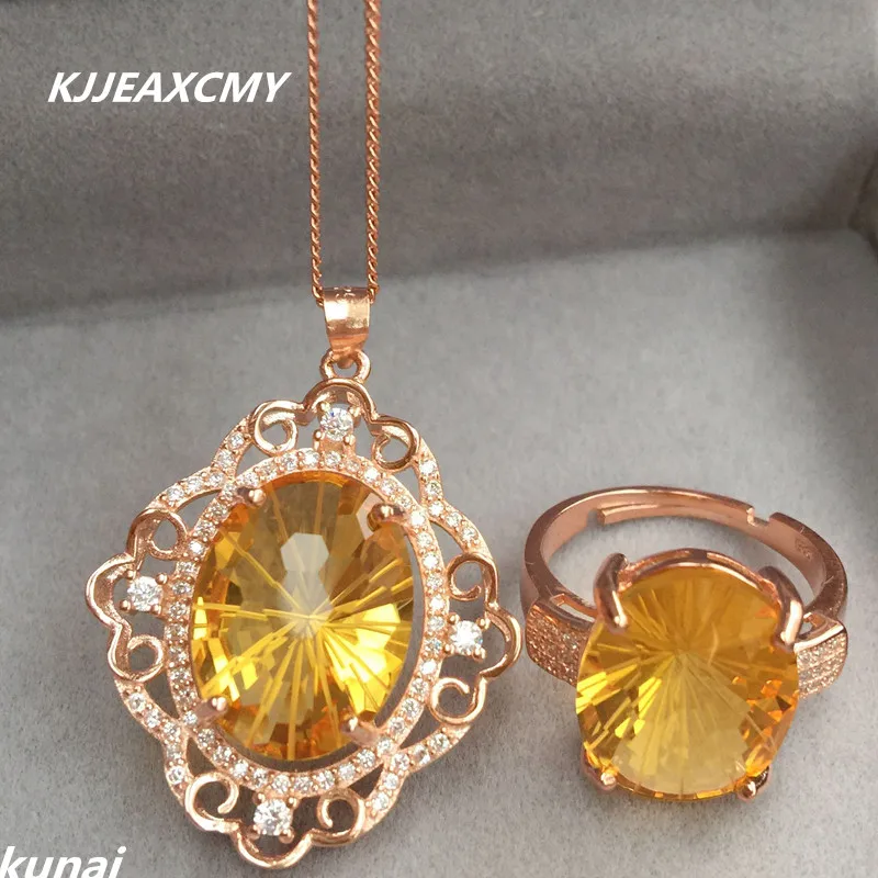 KJJEAXCMY Fine jewelry, 925 silver Huang Shuijing Jewelry Set Necklace