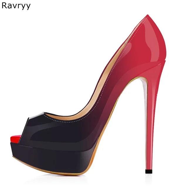 Zapatos de tacón alto y Punta abierta para mujer, calzado de fiesta con  plataforma, color rojo y negro, varios colores _ - AliExpress Mobile