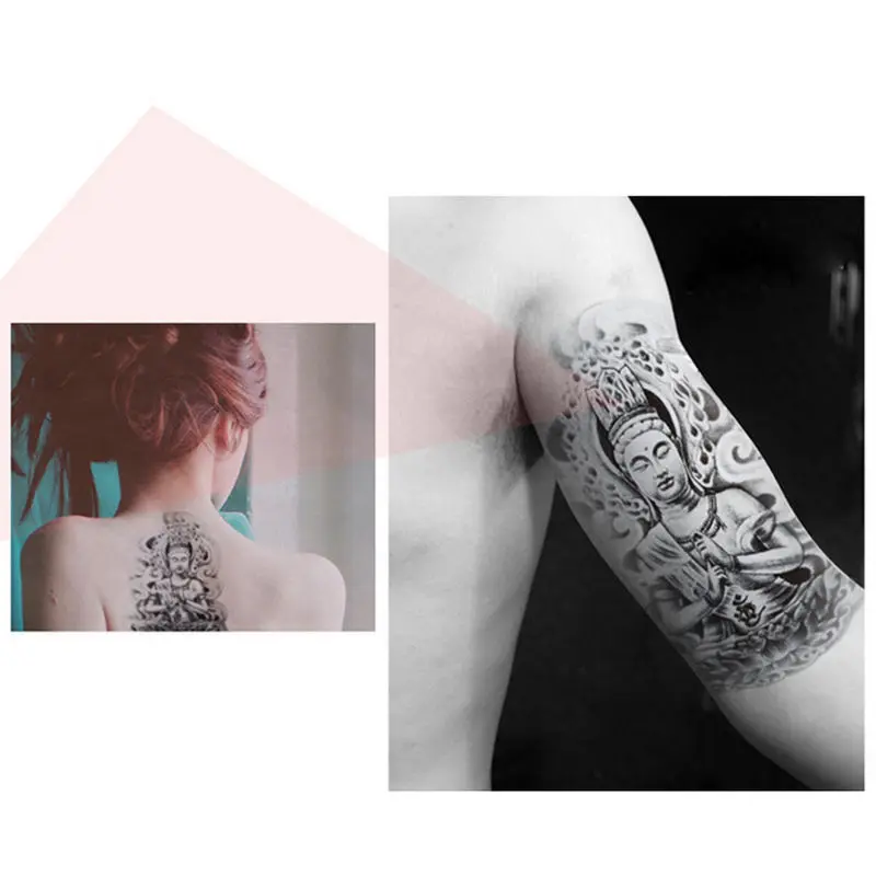 Секс татуировка на руку 3d мужские татуировки Будды конструкции водонепроницаемые Временные татуировки большие наклейки для боди-арта Лотос флэш татуировки рукава