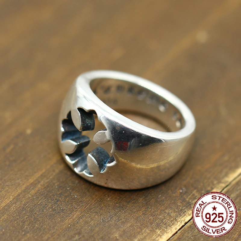 

100% S925 sterling silver ring personality fashion retro punk style cross glossy styling gift for lover 2018 new hot