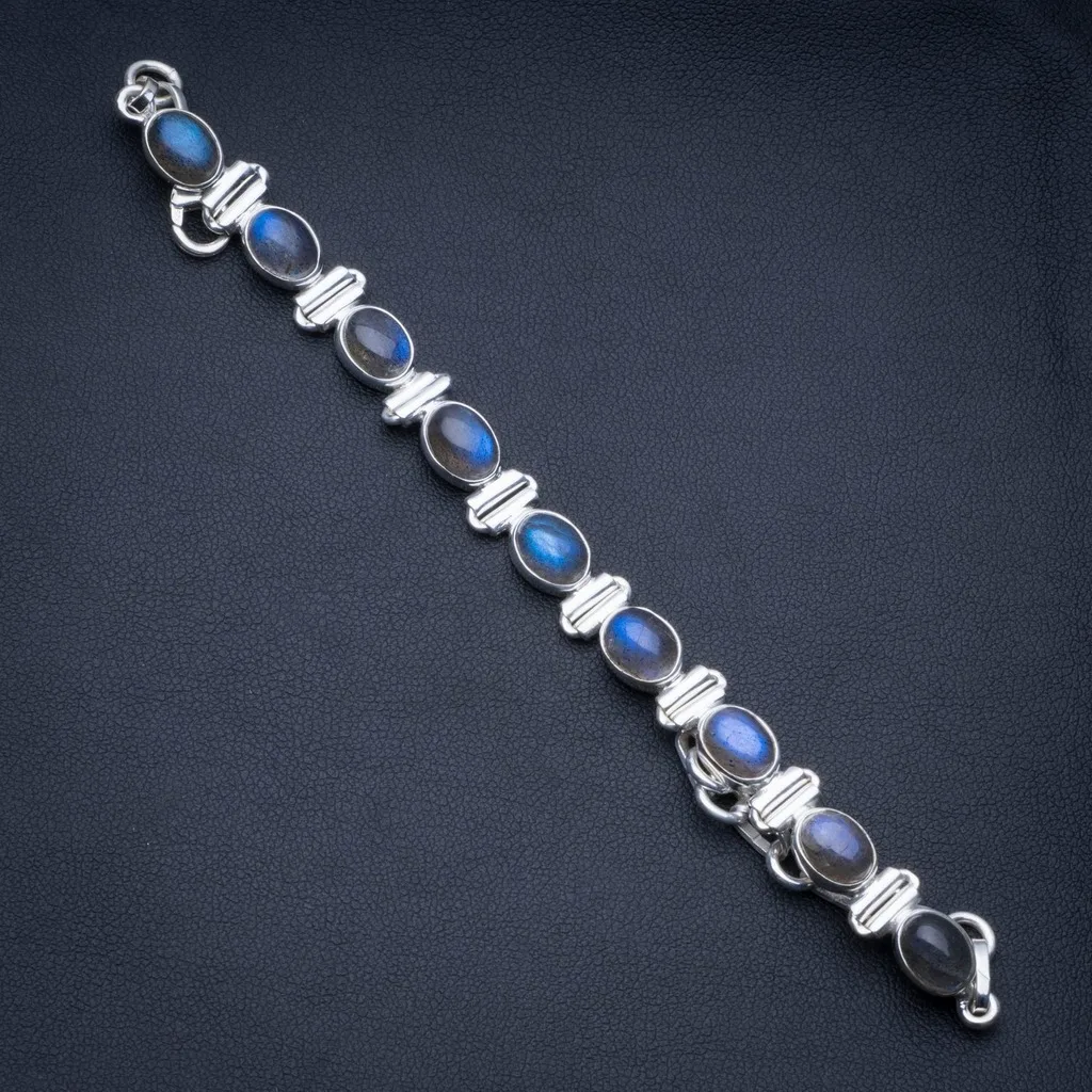 

Natural Blue Fire Labradorite 925 Sterling Silver Tennis Bracelet 6 1/4-7 3/4" R2600