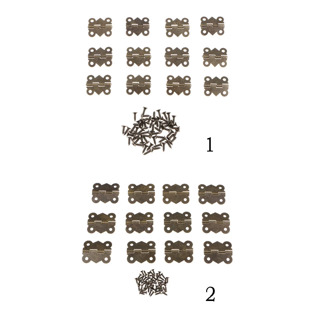 12x Mini Small Bronze Butterfly Hinges Jewerly Chest Box Cigar Box Dollhouse Hinges with Screws	