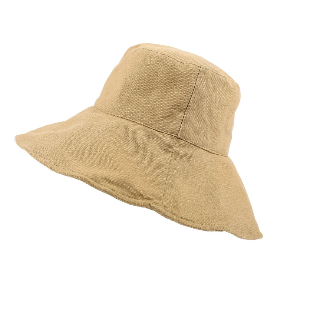 Женский сплошной Цвет шляпа от солнца; женская летняя обувь; пляжная шляпа с широкими полями шляпа анти-УФ Рыбак Кепки Для женщин уютные шляпа с широкими полями летние BeachA501 - Цвет: KH
