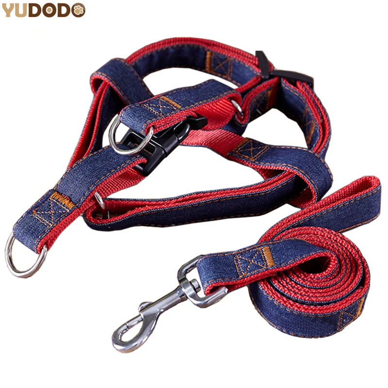 4 size leashes adjustable denim pet harness set lead leash walking belt for small 4 size leashes adjustable denim pet harness set lead leash walking belt for small