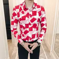 Men's Business Casual Shirt Printing Color Men Shirt Brand Clothes Slim Fit Long-Sleeve Bordado Dress Shirt Camisas Masculina