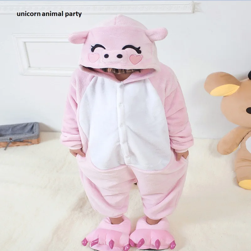 

Kigurumi Cosplay Kids Cartoon Pink Pig Animal Onesie Pajamas Children Sleepsuit Pajamas Costumes Romper Jumpsuit Jumpsuit