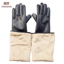 50cm winter warm gloves women’s fashion long gloves high quality fur gloves for women