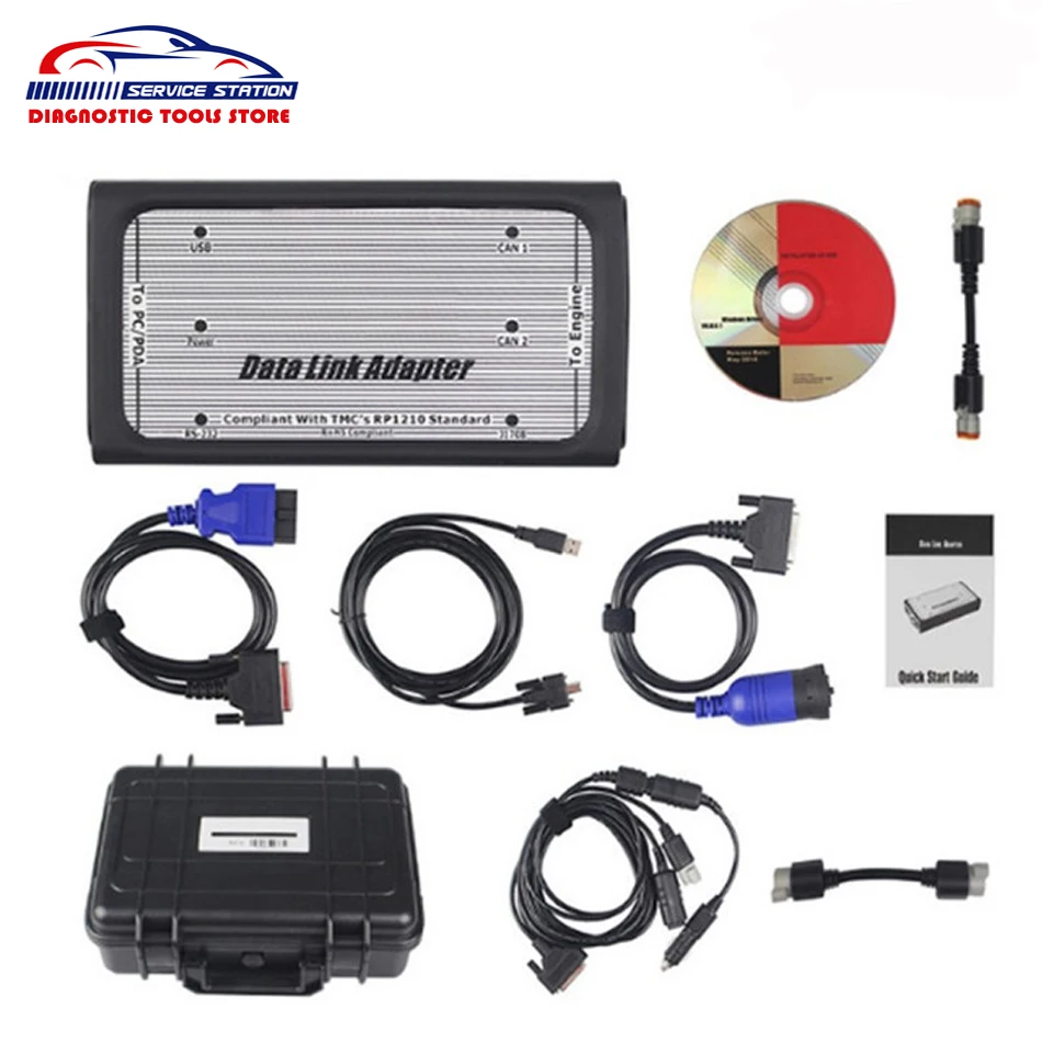 

INLINE 6 Data Link Adapter Heavy Duty Diagnostic Tool Scanner Full 8 Cable Truck Diagnostic Interface Inline6 with Plastic Box