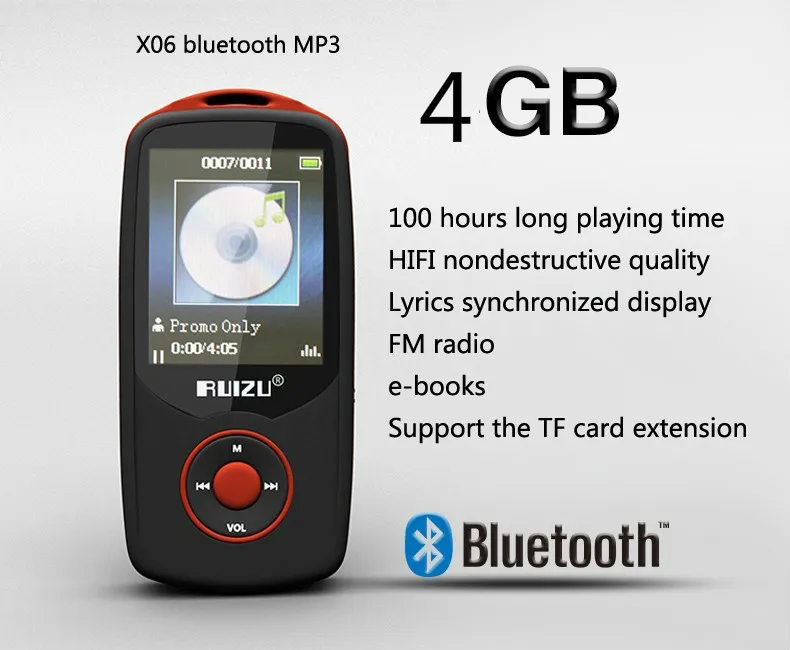 Ruidu X06 Bluetooth MP3 1,8-дюймовый TFT ЖК-экран Спортивный музыкальный плеер fm-радио без потерь высококачественный рекордер Walkman