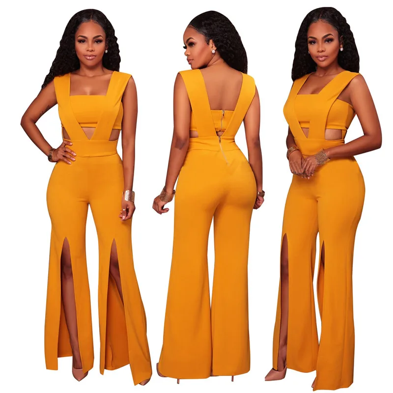 summer sexy sleeveless split bandage jumpsuit-2