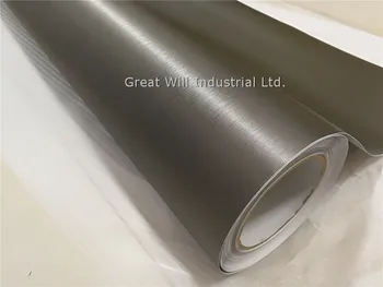 

Low Initial Tack Adhesive Brush Titanium Vinyl Wrap Film Sticker Brushed Metal Titanium Gray Car Wrap Cover Air Free 1.52x20M