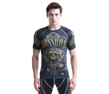

2017 BASIC Bodybuilding Running Compression Base Layer Tops Shirts breathable Fitness Tights for Men brown color S ~ 4XL