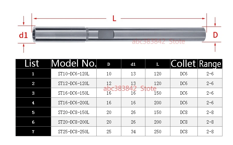 1 шт. тонкий цанговый патрон ST10 ST12 ST16 ST18 ST20 DC6 DC8 120L 150L 200L тянуть обратно удлинитель адаптер держатель насадок пост тянуть