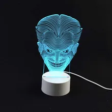 Удивительные 3D Иллюзия Светодиодные Настольные Лампы Night Light с Форма Джокер Сенсорный USB Таблица Lampara 7 Цветов Изменчива