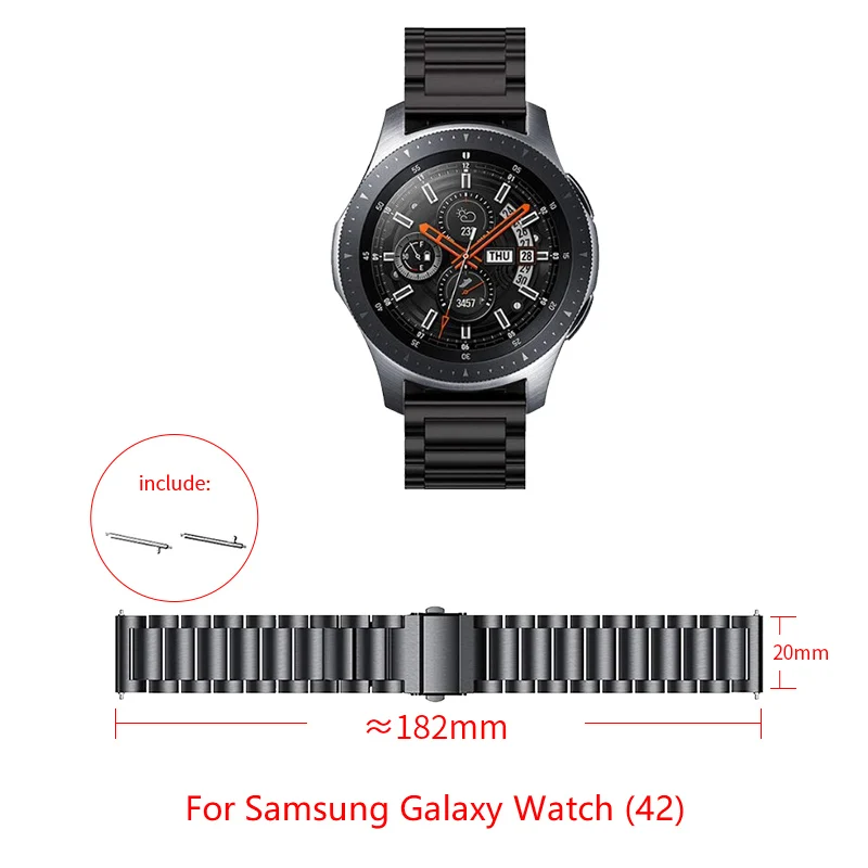 

band width 20mm Stainless steel Strap For Samsung Galaxy Watch (42) Folding buckle adjustable size Galaxy Watch replace strap