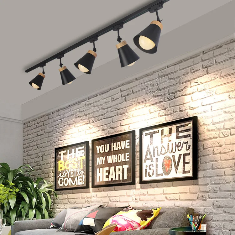 الحديثة الخشب السقف بقعة LED أضواء المسارات E27 مصباح الطرق أضواء السكك الحديدية الأضواء المصابيح تتبع تركيبات ل خلفية متجر مخزن