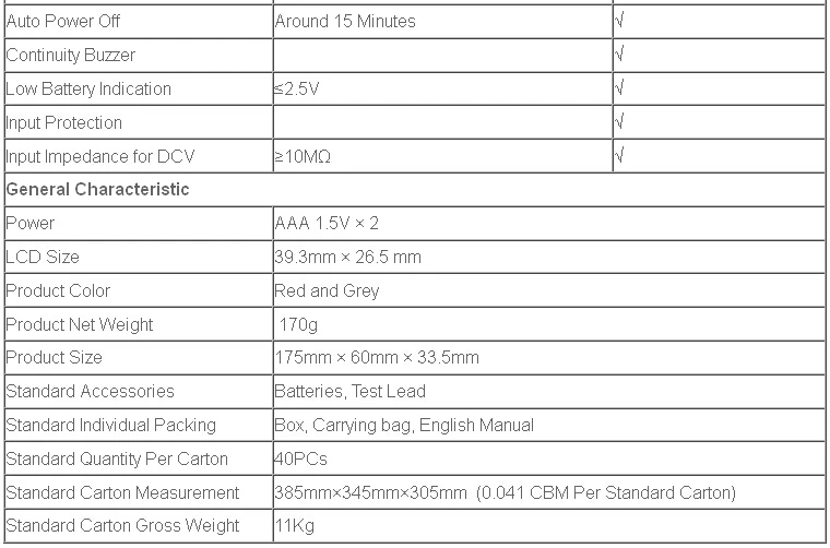 UT210E parameters 2