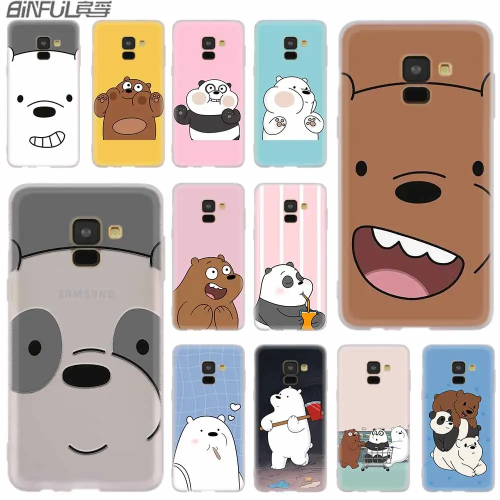 

Cover Silicone case For Samsung Galaxy A6 A8 A9 A7 A5 A3 Plus 2018 2017 2016 2015 A6S Star Lovely Bare Bears