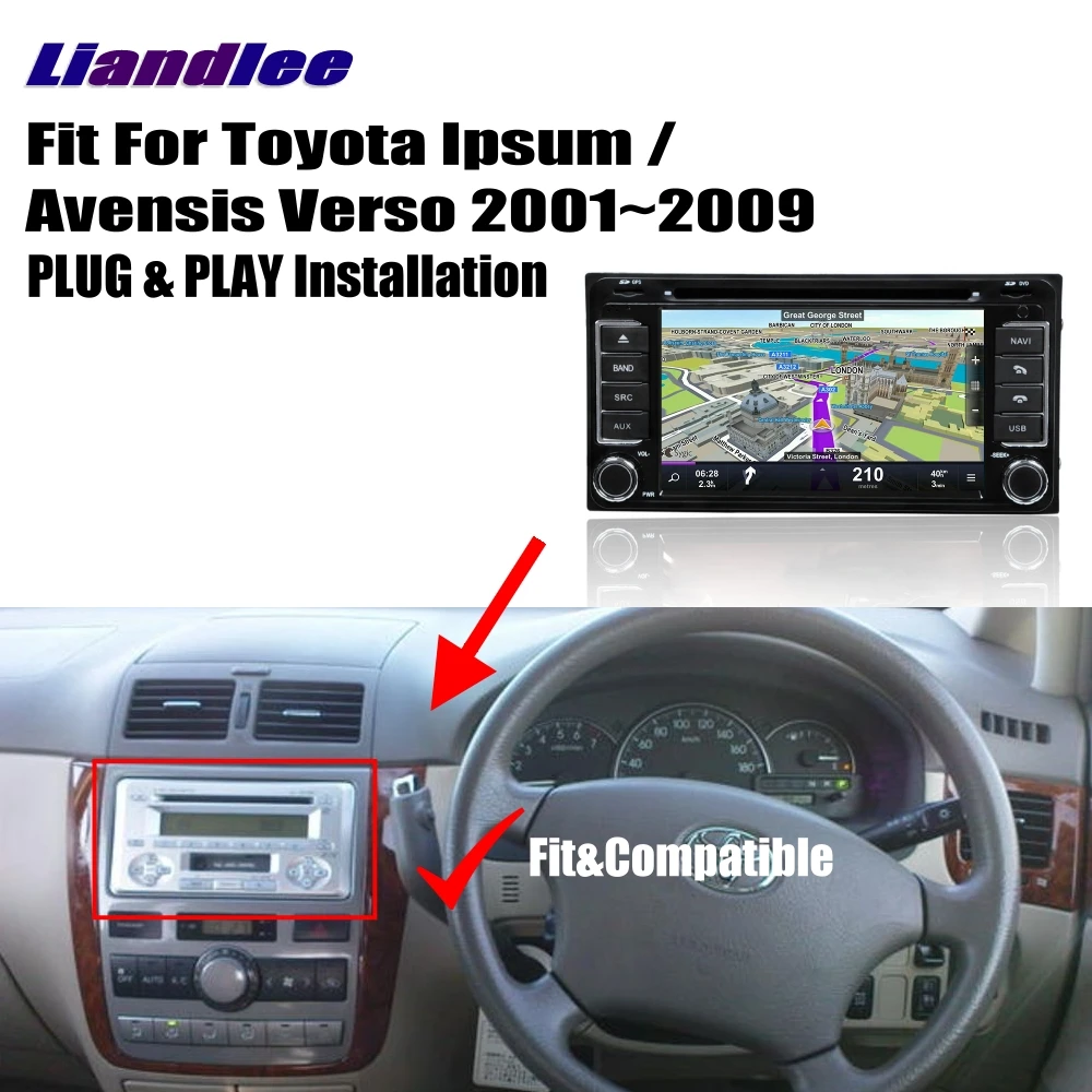 Perfect Liandlee Android For Toyota Ipsum Avensis Verso 2001~2009 Car Radio CD DVD Player GPS Navi Navigation Maps Camera OBD TV Media 1