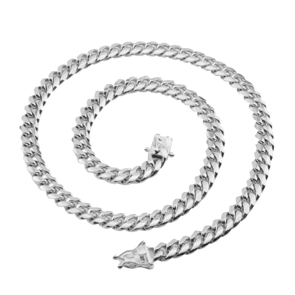 8 мм в ширину, новинка, мужские, Unisexs, 8 мм, нержавеющая сталь, серебро, кубинская цепочка, ожерелье или браслет, браслет, 7-40 дюймов, длина