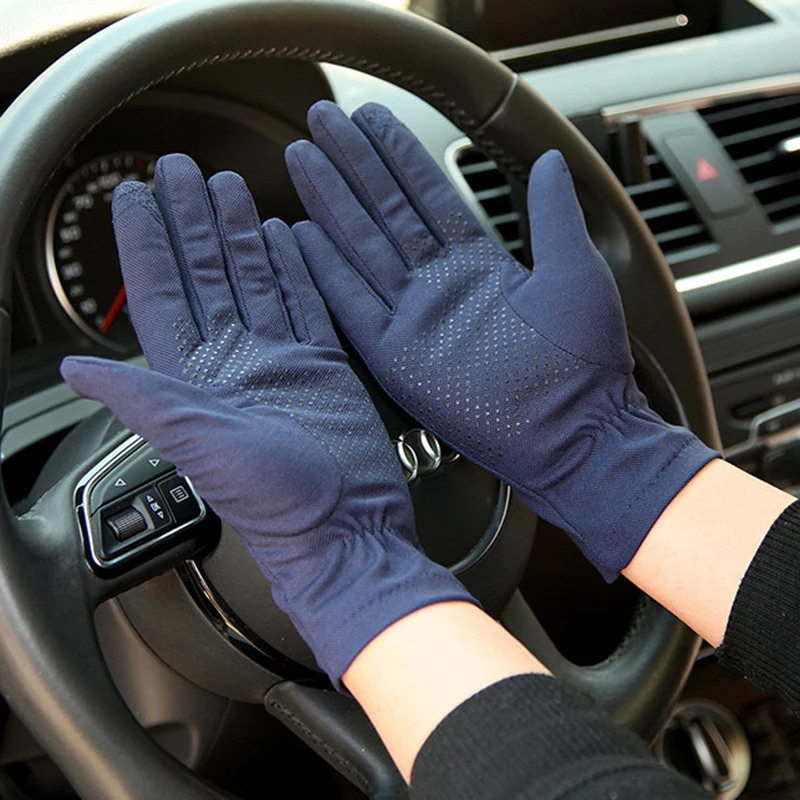 Summer Sunscreen Gloves Male Thin Style Breathable Non-Slip Five-fingers Driving Gloves For Man Absorb Sweat SZ105W