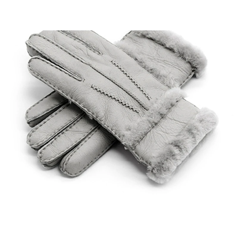 

pure sheepskin Winter Gloves Women Real Sheepskin cashmere Fur Warm Gloves Ladies Full Finger Genuine Leather mitten gloves