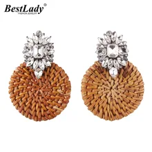 Лучшие женские модные стеклянные серьги-гвоздики ручной работы для женщин Boho деревянные геометрические серьги ювелирные изделия рождественские подарки