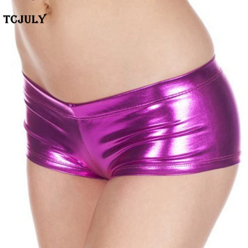 TCJULY, Новое поступление, сексуальные шорты для танцев на шесте, для клубных выступлений, блестящие шорты с блестками, тянущиеся однотонные шорты из искусственной кожи для женщин, 6 цветов