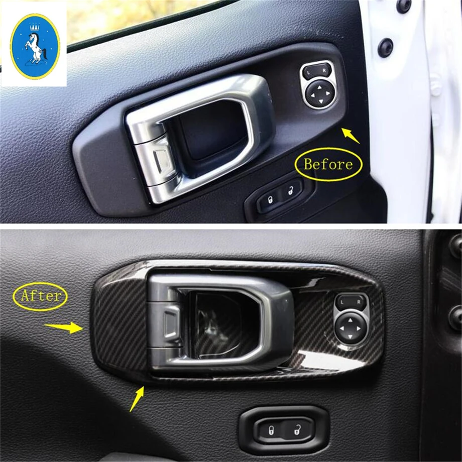 

Yimaautotrims Auto Accessory Colorful Inner Car Door Pull Doorknob Handle Bowl Cover Trim ABS Fit For Jeep Wrangler JL 2018 2019