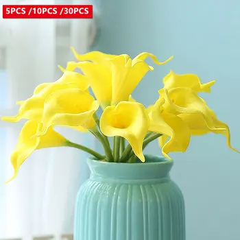 

Wedding Decoration flower 5 10 30 Heads Calla Lily Artificial Bridal Wedding Bouquet Head Latex Real Touch Artificial Flower