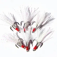 200 шт 2#4#6#8# Тройной рыболовный крючок с белым пером прочный рыболовный крючок