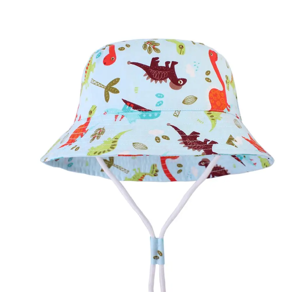 None Boy Cute Dinosaur Pattern Summer Sun Protection Fisherman Hat Bucket Hat