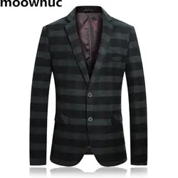 Moownuc пиджаки masculino 2018 мужской костюм полосатый Блейзер Куртки slim fit Англия Стиль Homme Пальто Большие размеры S-3XL 2018-1- 1950