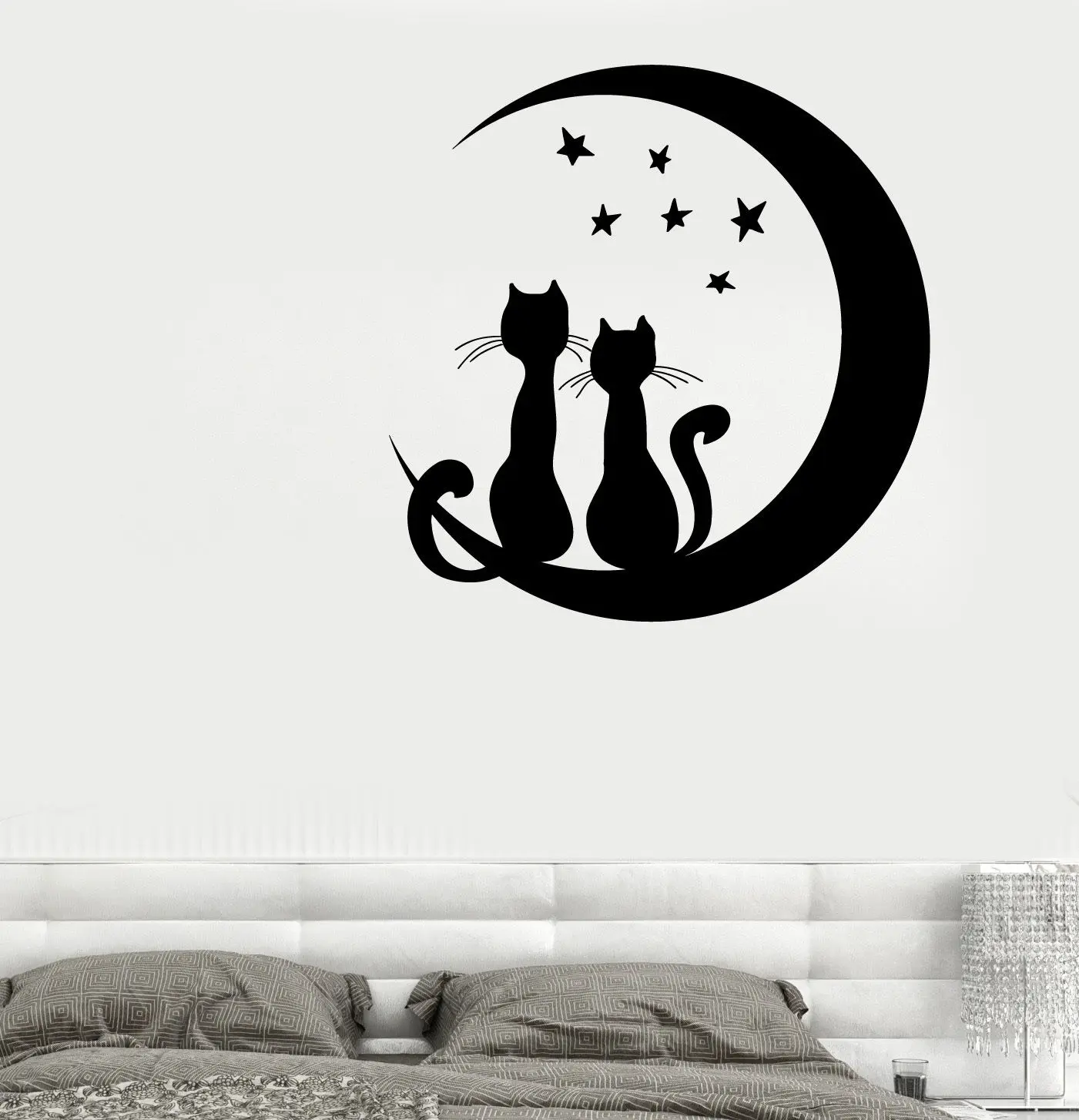 Aliexpress com Buy 2019 new couple cats  Wall  Vinyl Moon 