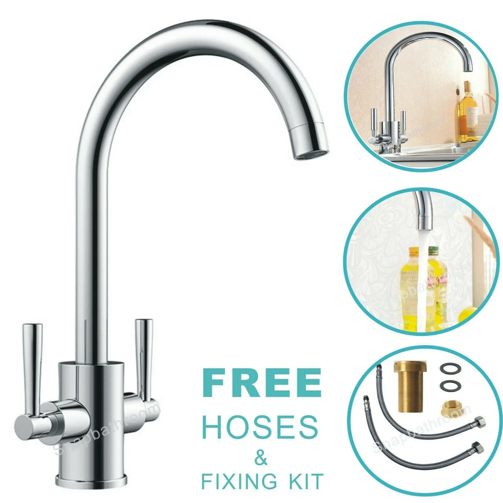 CY00086 Modern Chrome Kitchen Sink Taps Dual Lever Single Hole Long Neck Spout Mixer Tap Home Improvement for Faucet Kitchen CY00086 Modern Chrome Kitchen Sink Taps Dual Lever Single Hole Long Neck Spout Mixer Tap Home Improvement for Faucet Kitchen