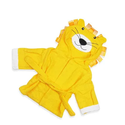 Детский халат, зимние детские халаты с героями мультфильмов для мальчиков и девочек, полотенце, Enfant, одежда для сна, банный халат с капюшоном, детская теплая одежда - Цвет: Yellow lion