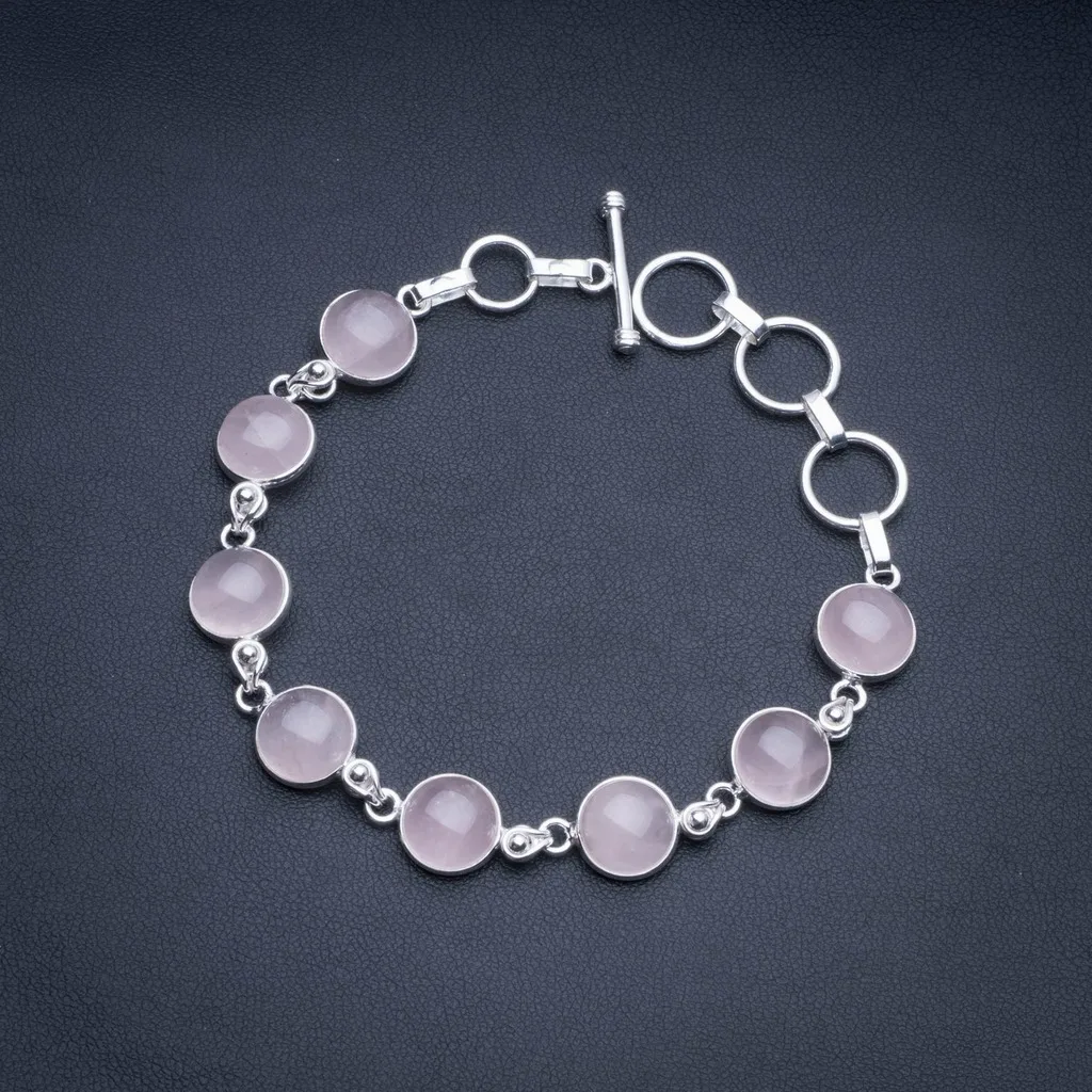 

Natural Rose Quartz 925 Sterling Silver Tennis Bracelet 6 1/2-7 1/2" R2543