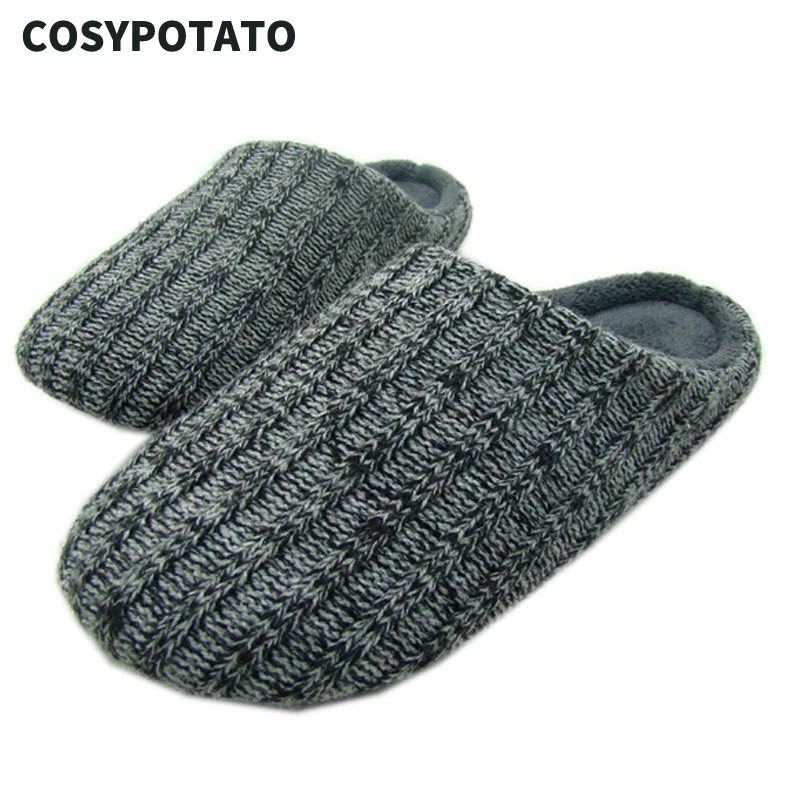 

Men Home Slippers Cotton Fabric Footwear Nonslip TPR Sole Striped Indoor Floor Shoes